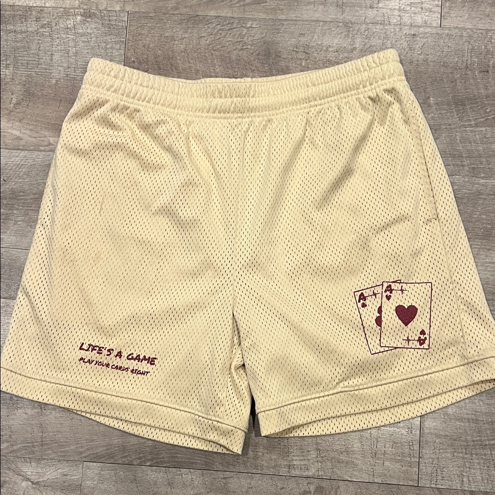 Blank NYC Cream Mesh Shorts